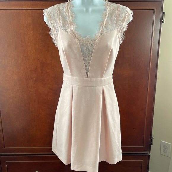 BCBG Generation light pink lace pleated dress - Picture 3 of 7
